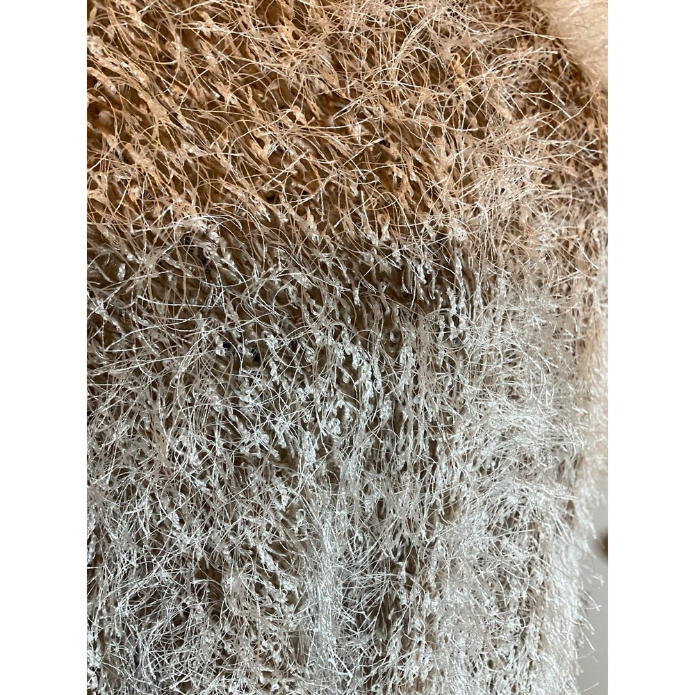 Women's Shaggy Beige Fluffy Long Duster Cardigan Size XS/S - Picture 6 of 8